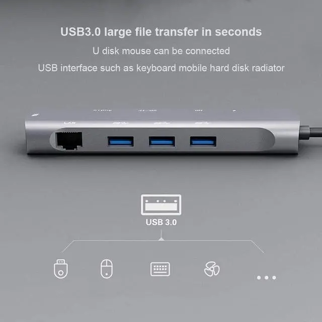 Alt view image 7 of 7 - USB C Hub Docking Station with 4K HDMI USB 3.0 Port USB-C and SD/TF Card Slot PD Charging USB C Hub Multiport Adapter Compatible with MacBook Pro/Air Thunderbolt 3