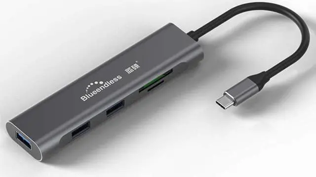 Main image of Five-in-One USB-C Docking Station, Card Reader Multi-Function USB-C Hub, Three USB 3.0, Suitable for Devices with USB-C Socket