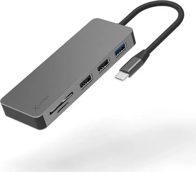 Main image of Xlayer USB C Hub Multiport Adapter HDMI SD 4K Docking Station 3.0 Cable Compatible with MacBook Pro/Air, iPad Pro, Chromecast, Switch, Windows Devices 7 in 1 with Power Delivery Grey
