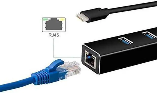 Alt view image 6 of 6 - Type-C Docking Station USB 3.0 HUB Gigabit Network Card with 3 Ports HUB Hub USB to Rj45 Wired Network Card, USB 3.0 Hub with USB C