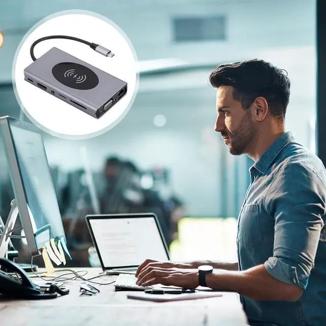 Alt view image 3 of 7 - Docking Station Dual Monitor, Fast Transfer Dual Display Docking Station, Durable Dual Display Dock, 13-in-1 Triple Display USB C Docking Station, USB C Hub Multiport Dongle for All Laptop Computer