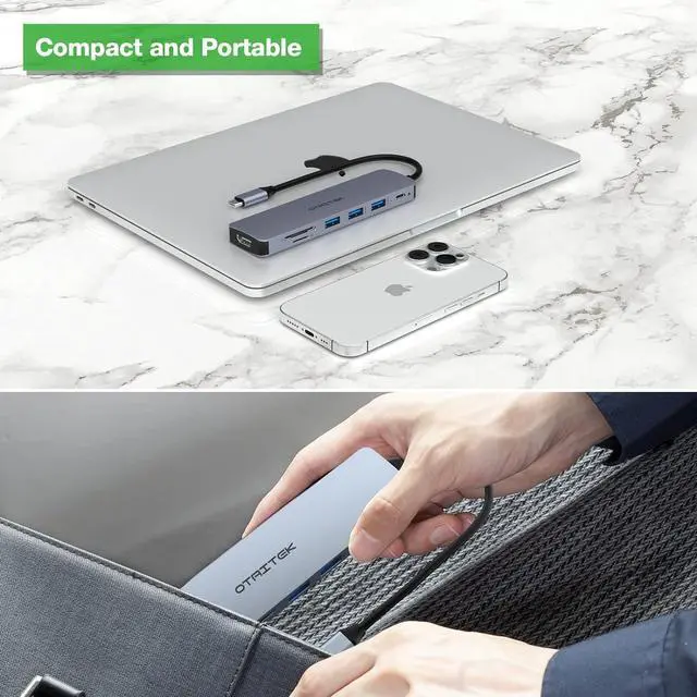 Alt view image 7 of 7 - USB C Hub, USB C Adapter MacBook Pro/Air Ipad Pro Adapter, 7 in 1 with 4K HDMI Output, PD 100W, 3 * USB 3.0, TF Card Reader, Compatible for Laptop, Surface Pro 8 and Other Type C Devices