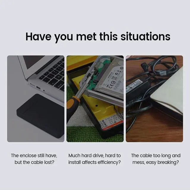 Alt view image 2 of 5 - WENLII HDD Case 2.5 SSD Case SATA to USB HDD Caddy Portable Fixed Cable Docking Station for External Hard Drive SSD Drive Case