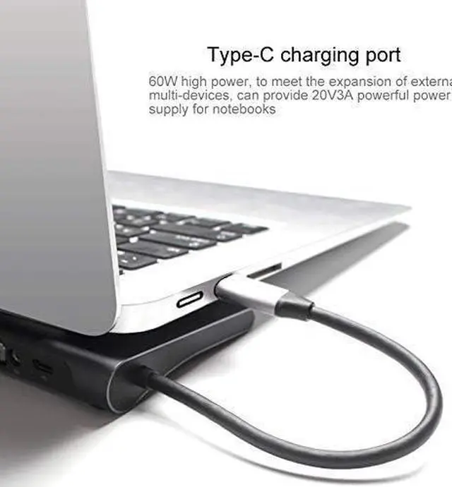 Alt view image 6 of 7 - USB-C HUB,11 in 1 60W 3 USB 3.0 Ports HUB Docking Station for MacBook Laptop, with USB-C/Type-C Charging Port&3.5mm Aux&SD/MMC Interface&TF/Micro SD Interface&VGA&HDMI&Mini DP&Gigabit Ethernet Por