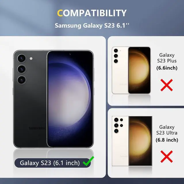 Alt view image 2 of 7 - ZUSLAB Wallet Case Compatible with Samsung Galaxy S23 Card Holder Slot Shockproof Protective Cover [1 Piece Tempered Glass] [1 Glass Camera Lens Protection] White