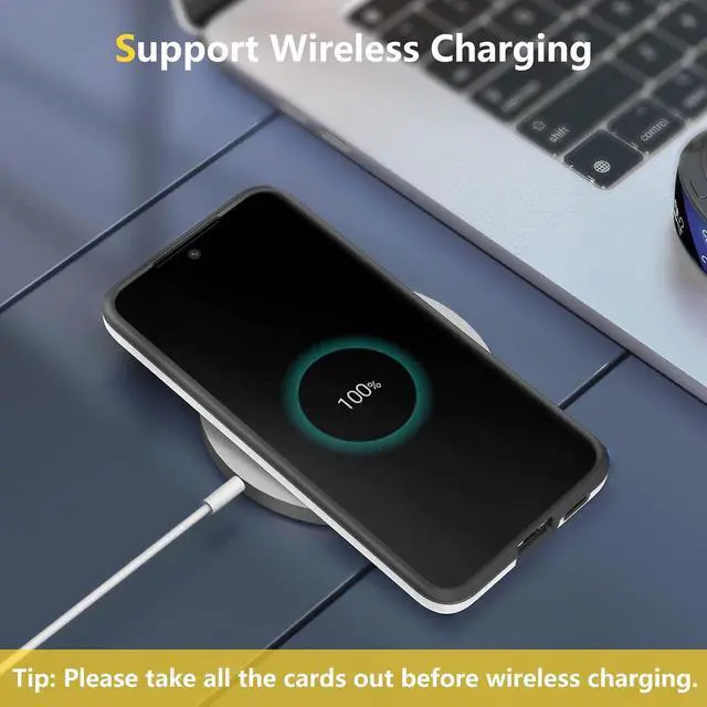 Alt view image 6 of 7 - ZUSLAB Wallet Case Compatible with Samsung Galaxy S23 Card Holder Slot Shockproof Protective Cover [1 Piece Tempered Glass] [1 Glass Camera Lens Protection] White