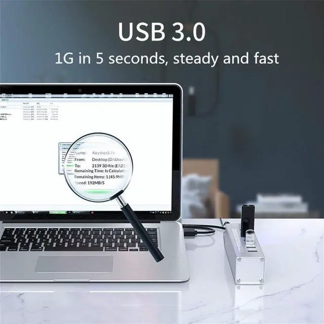 Alt view image 5 of 6 - WYKDL USB C Hub 7-Port USB 3.0 Extension Splitter Hub Powered Multi Port Portable Splitter Data Hub with 12V DC Power Supply Universal Laptop Docking Station Dual Video Monitor Display