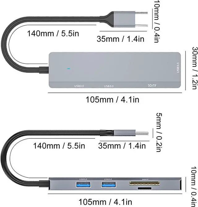 Alt view image 4 of 7 - USB 3.0 Hub, 5Gbps USB Expander Hub Portable Type C Hub for Laptop, PC, Keyborad, Mouse