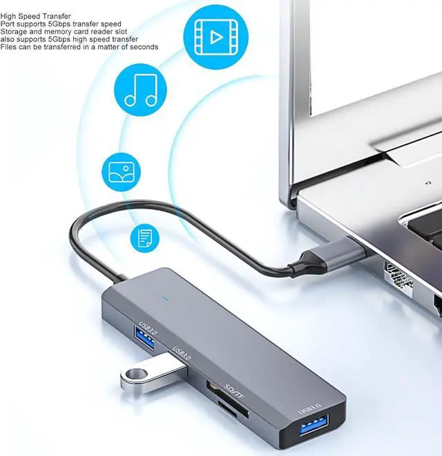 Alt view image 6 of 7 - USB 3.0 Hub, 5Gbps USB Expander Hub Portable Type C Hub for Laptop, PC, Keyborad, Mouse