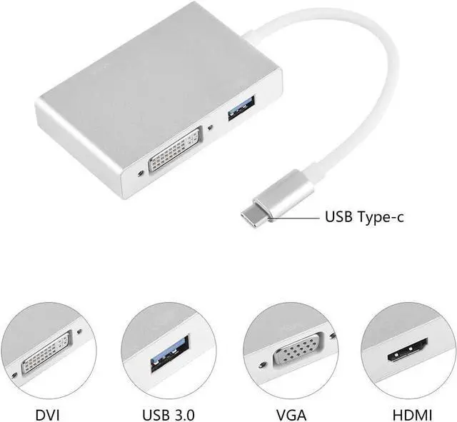 Alt view image 6 of 7 - Silver Type-c to HDMI Converter, Type-C USB OTG Adapter, Metal for Laptop Cellphone