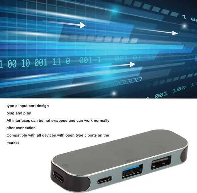 Alt view image 5 of 7 - USB C Hub, Aluminum Alloy Material 100W USB C Hub Multiport Adapter Hot Plug Function PD Charging Port for OS X for for Win