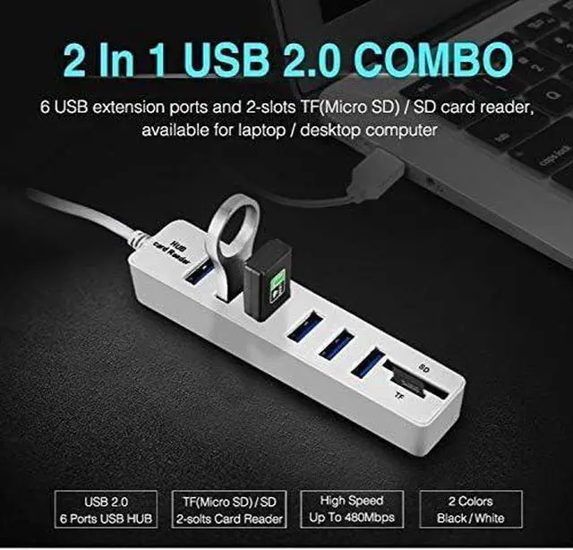 Alt view image 6 of 6 - USB Type C Charging Dock Multi USB 2.0 Hub USB Splitter High Speed 6 Ports with TF SD Card Reader for iMac Pro,Notebook PC and Other Type C Devices (Color : White)