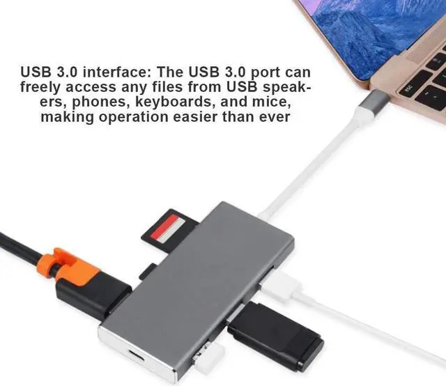 Alt view image 6 of 7 - Multifunctional USB Type-C Adapter Hub, USB 3.0 Port USB Hub, Adapter, for Computer for Phone