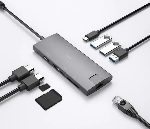 Alt view image 3 of 7 - USB Type C Charging Dock USB-C Hub RJ45+Hdmi+DP+USB3.0 Type C Hub to Gigabit Ethernet Rj45 LAN for Pro Laptop