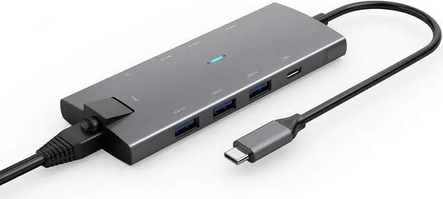 Alt view image 4 of 7 - USB Type C Charging Dock USB-C Hub RJ45+Hdmi+DP+USB3.0 Type C Hub to Gigabit Ethernet Rj45 LAN for Pro Laptop