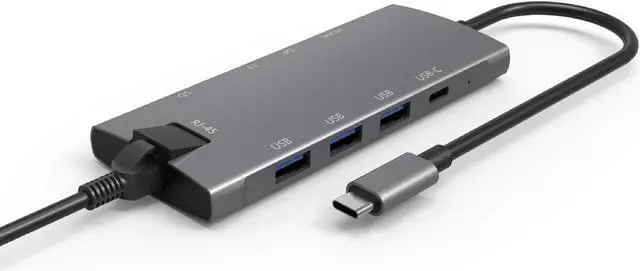 Alt view image 5 of 7 - USB Type C Charging Dock USB-C Hub RJ45+Hdmi+DP+USB3.0 Type C Hub to Gigabit Ethernet Rj45 LAN for Pro Laptop