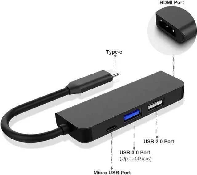 Alt view image 4 of 7 - USB Type C Charging Dock USB C Hub 4 in 1 Multi Port Type-C to 4K Hdmi Port, USB 3.0 and USB 2.0, Pd Charging Port Compatible with Mackbook Pro, Matebook and Mate10
