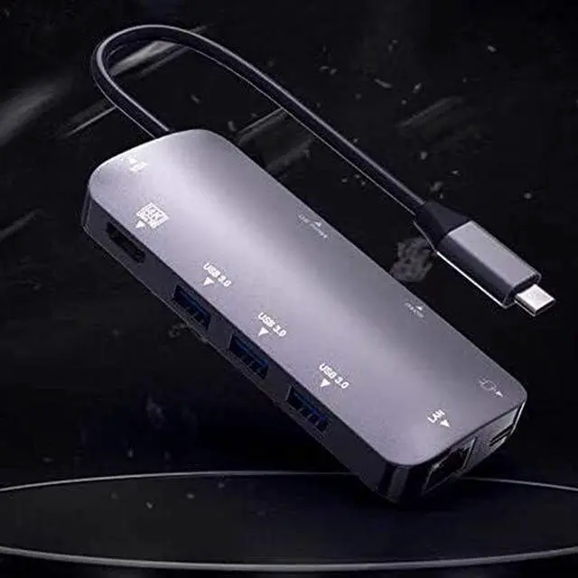 Alt view image 5 of 7 - USB Type C Charging Dock USB C Hub,9-in-1 Type C with 4K HDMI,60HZ VGA, 1Gbps RJ45 Ethernet, 3 USB 3.0 Port, TF Card Reader,60W PD Charging Port for/Pro/Air and Type C Laptops