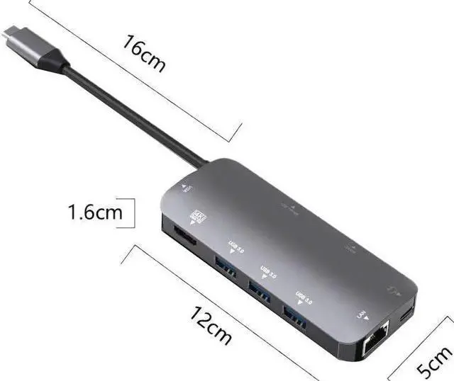 Alt view image 7 of 7 - USB Type C Charging Dock USB C Hub,9-in-1 Type C with 4K HDMI,60HZ VGA, 1Gbps RJ45 Ethernet, 3 USB 3.0 Port, TF Card Reader,60W PD Charging Port for/Pro/Air and Type C Laptops
