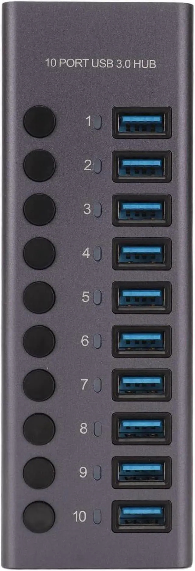 Alt view image 3 of 7 - Powered USB 3.0 Hub, 10 Ports USB Data Hub Splitter with Individual ON Off Switches, 12V 5A Power Adapter USB Hub Splitter for Laptop, PC, Computer (US Plug)