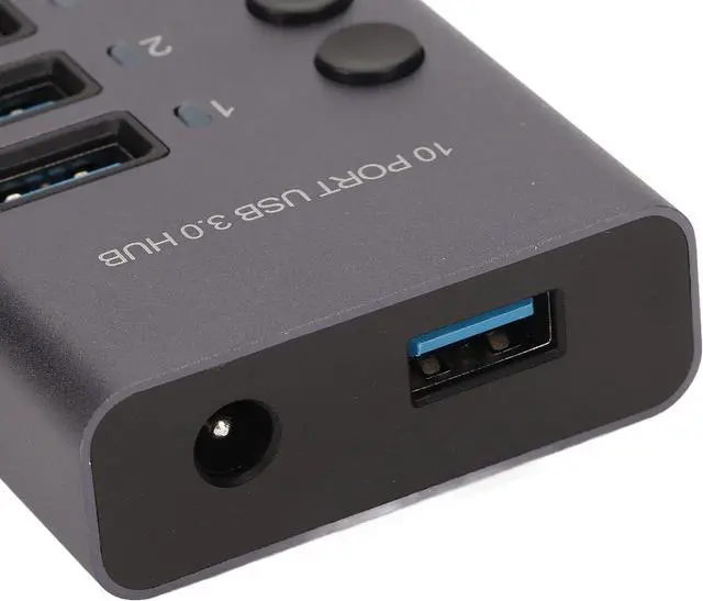 Alt view image 2 of 7 - Powered USB 3.0 Hub, 10 Ports USB Data Hub Splitter with Individual ON Off Switches, 12V 5A Power Adapter USB Hub Splitter for Laptop, PC, Computer (US Plug)