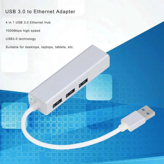 Alt view image 3 of 7 - USB 3.0 to Ethernet Adapter 4 in 1 Multiport Multifunction Hub Ethernet Adapter for Desktop Laptop Tablet for Home Office Travel Compatible with MCB Pro Air and More, USB C Hub,