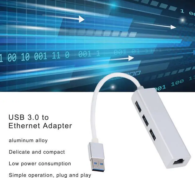 Alt view image 2 of 7 - USB 3.0 to Ethernet Adapter 4 in 1 Multiport Multifunction Hub Ethernet Adapter for Desktop Laptop Tablet for Home Office Travel Compatible with MCB Pro Air and More, USB C Hub,