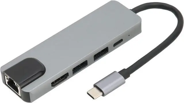 Main image of 5 in 1 USB 3.0 87W PD Fast Charge Gigabit Ethernet USB C to High Definition Multimedia Interface USB C Adapter for Home Office Travel Compatible with MCB Pro Air and More, USB C Hub,