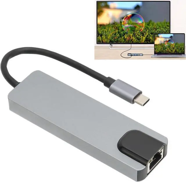 Alt view image 6 of 7 - 5 in 1 USB 3.0 87W PD Fast Charge Gigabit Ethernet USB C to High Definition Multimedia Interface USB C Adapter for Home Office Travel Compatible with MCB Pro Air and More, USB C Hub,