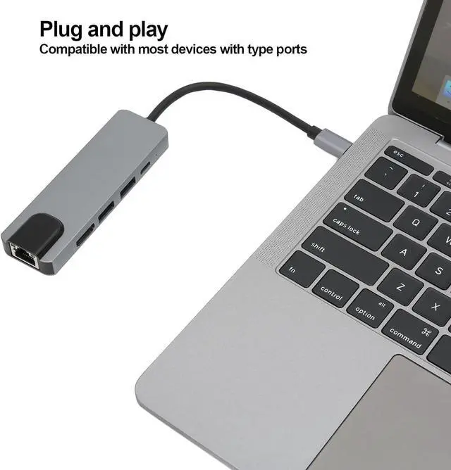 Alt view image 3 of 7 - 5 in 1 USB 3.0 87W PD Fast Charge Gigabit Ethernet USB C to High Definition Multimedia Interface USB C Adapter for Home Office Travel Compatible with MCB Pro Air and More, USB C Hub,
