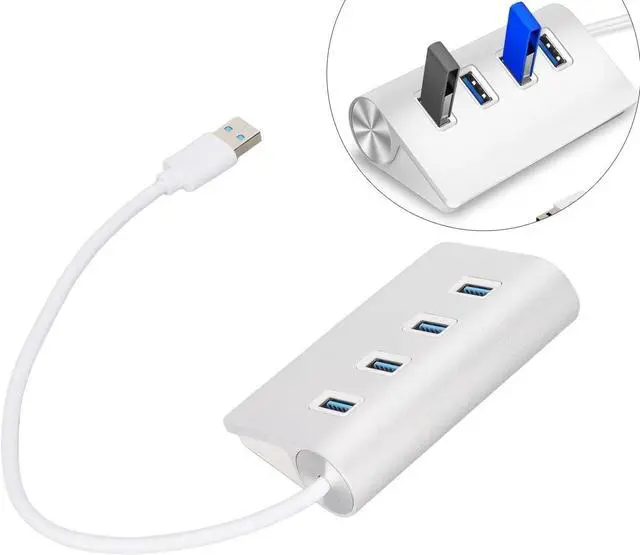 Alt view image 7 of 7 - 4 Port USB 3.0 Hub 5Gbps Aluminium Alloy USB Hub USB Expander for iOS Laptop for Home Office Travel Compatible with MACB Pro Air and More Laptop, USB C Hub,
