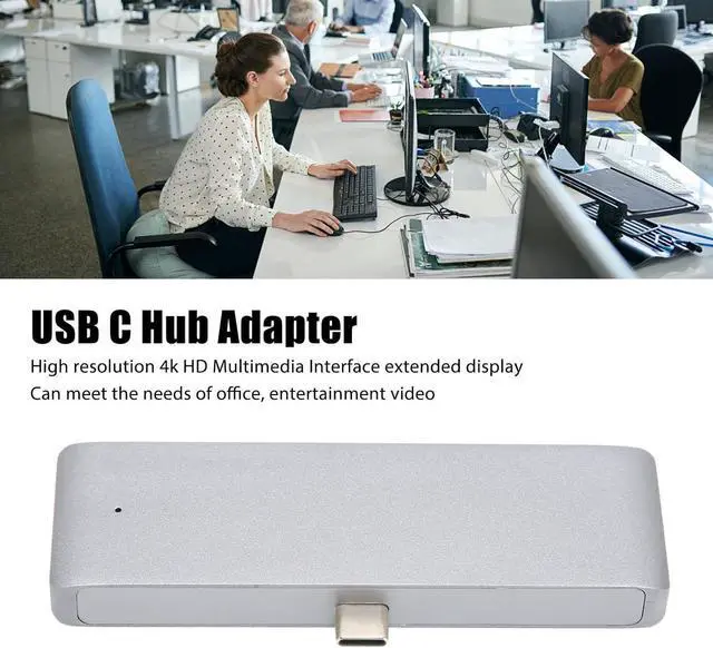 Alt view image 2 of 7 - USB C Hub, 3.5mm USB PD HD 4K Type C Hub Adapter PD Interface Multifunctional USB C Hub Adapter for S9 Plus S9 Note 9 Note 8 Grey