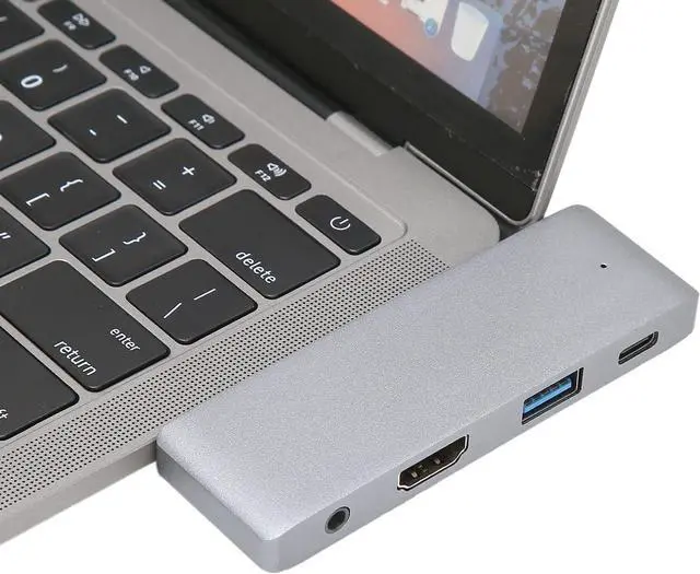 Alt view image 5 of 7 - USB C Hub, 3.5mm USB PD HD 4K Type C Hub Adapter PD Interface Multifunctional USB C Hub Adapter for S9 Plus S9 Note 9 Note 8 Grey