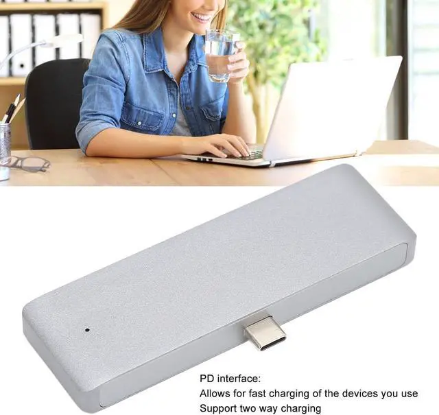 Alt view image 3 of 7 - USB C Hub, 3.5mm USB PD HD 4K Type C Hub Adapter PD Interface Multifunctional USB C Hub Adapter for S9 Plus S9 Note 9 Note 8 Grey