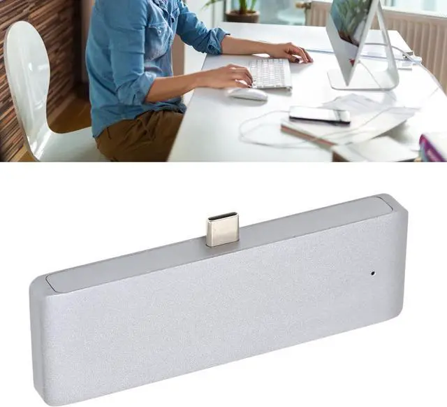 Alt view image 6 of 7 - USB C Hub, 3.5mm USB PD HD 4K Type C Hub Adapter PD Interface Multifunctional USB C Hub Adapter for S9 Plus S9 Note 9 Note 8 Grey