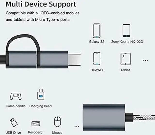 Alt view image 4 of 7 - XIAODOU 2 in 1 USB 3.0 OTG Adapter Cable Type-C Micro USB to USB 3.0 Interface Charging Cable Line for Cellphone Converter for Cellphone