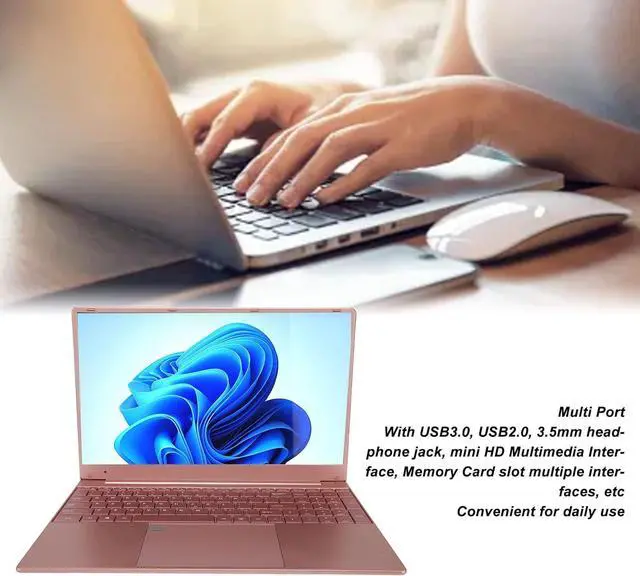 Alt view image 4 of 7 - 15.6 Inch Laptop, 2K IPS 1080P Laptop with Fingerprint Readerm Quad Core 2.9GHz CPU 12GB RAM 512GB ROM 7000mAh Battery for Win 10, Rose Gold (12+512G US Plug)