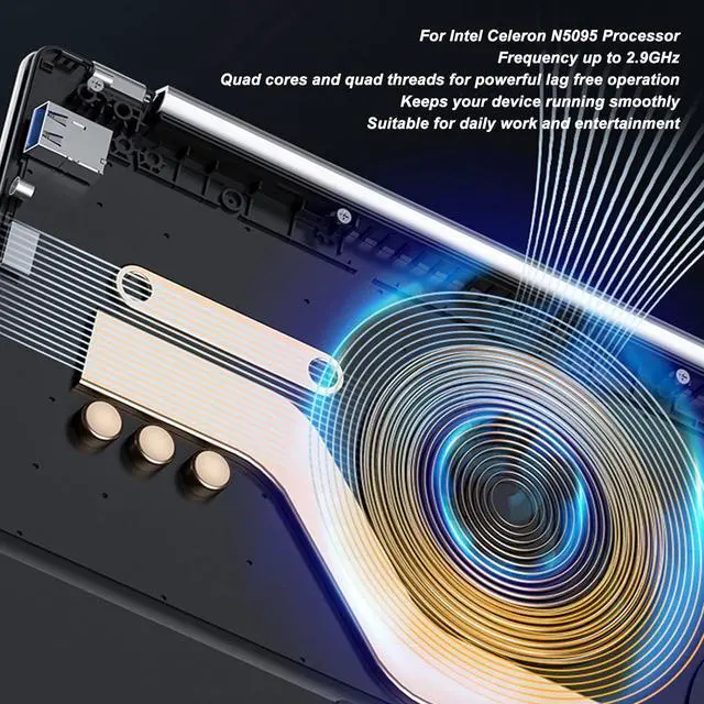 Alt view image 3 of 7 - 15.6 Inch Laptop, 2K IPS 1080P Laptop with Fingerprint Readerm Quad Core 2.9GHz CPU 12GB RAM 512GB ROM 7000mAh Battery for Win 10, Rose Gold (12+512G US Plug)