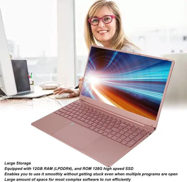 Alt view image 6 of 7 - 15.6 Inch Laptop, 2K IPS 1080P Laptop with Fingerprint Readerm Quad Core 2.9GHz CPU 12GB RAM 512GB ROM 7000mAh Battery for Win 10, Rose Gold (12+512G US Plug)