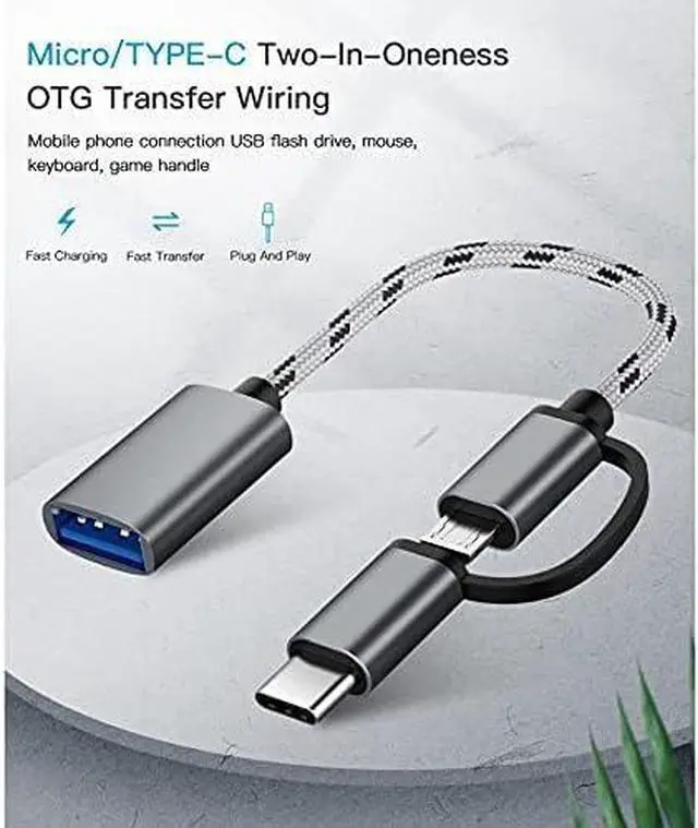 Alt view image 2 of 7 - XIAODOU 2 in 1 USB 3.0 OTG Adapter Cable Type-C Micro USB to USB 3.0 Interface Charging Cable Line for Cellphone Converter for Cellphone