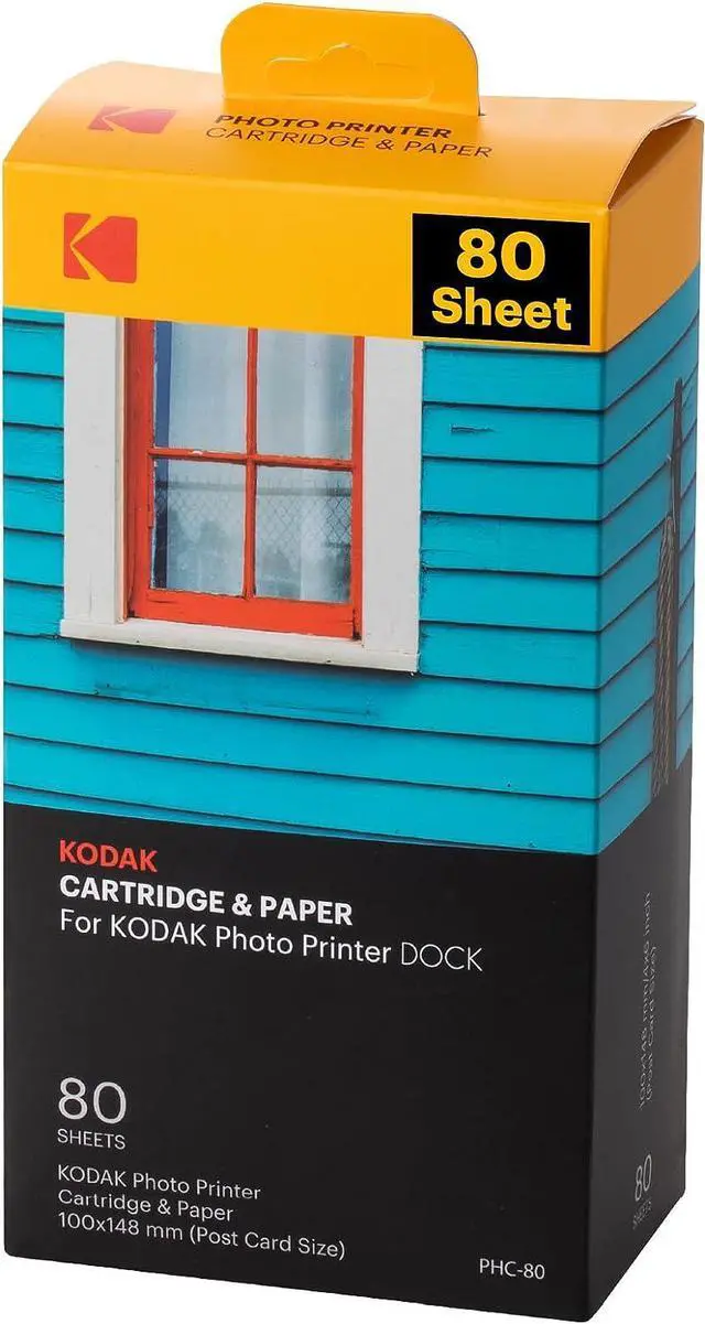Main image of KODAK Dock Plus & Dock Photo Printer Cartridge PHC-80  Cartridge Refill & Photo Paper- 80 Pack
