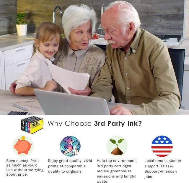 Alt view image 2 of 7 - Limeink Compatible Ink Cartridges Replacement  952xl Ink Cartridges Combo Pack  952 Ink Cartridges Combo Pack  Ink 952 XL Black and Color 952XL for 8710 Printer 952 (4pk)