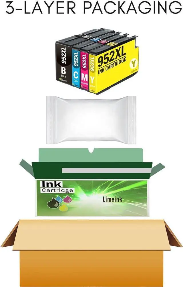 Alt view image 6 of 7 - Limeink Compatible Ink Cartridges Replacement  952xl Ink Cartridges Combo Pack  952 Ink Cartridges Combo Pack  Ink 952 XL Black and Color 952XL for 8710 Printer 952 (4pk)
