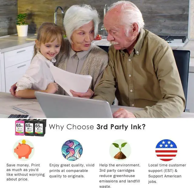 Alt view image 2 of 7 - Limeink Remanufactured Ink Cartridges Replacement  Ink 65 65XL  65 Ink Cartridges Black Color Combo Pack 65 XL Ink Cartridges 65xl Ink Cartridge  Printers Deskjet 3755 3700 3pk