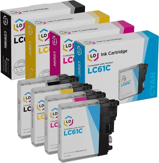 Main image of LD Compatible Ink Cartridge Replacement for Brother LC61 Series (Black, Cyan, Magenta, Yellow, 4-Pack)