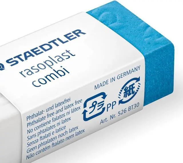Alt view image 4 of 7 - STAEDTLER Rasolplast Combi White and Blue Dual Duty Eraser, Box of 30, 526 BT30
