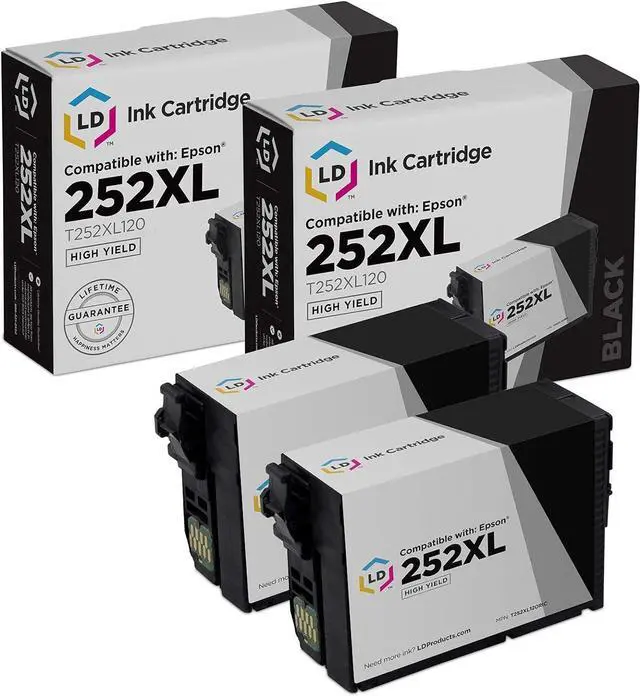 Main image of LD Remanufactured Ink Cartridge Replacement for Epson 252XL T252XL120 High Yield (Black, 2-Pack)