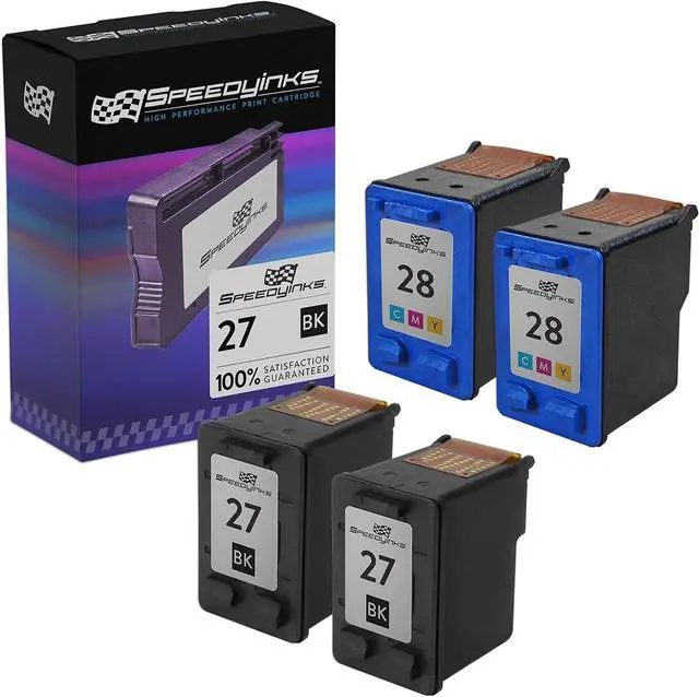 Main image of SPEEDYINKS Remanufactured Ink Cartridge Replacement  27 and HP 28 (2 Black, 2 Color, 4-Pack)