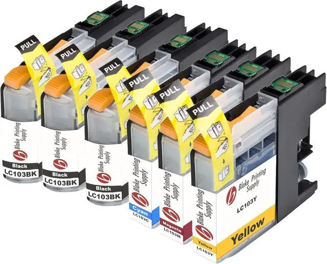 Main image of Blake Printing Supply Compatible Ink Cartridge Replacement for Brother LC101, LC103 (Black, Cyan, Magenta, Yellow, 6-Pack)