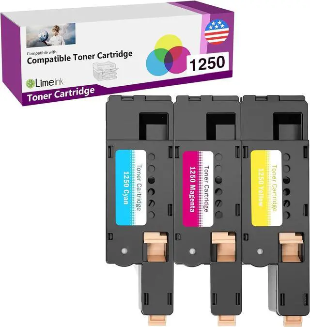 Main image of Limeink 3 Pack Compatible High Yield Toner Cartridges Replacement for Dell 1250 Laser Printers 1250c 1355cn 1350cnw 1355w 1355cnw C1765nf C1760nw C1765nfw C1760 (1 Cyan, 1 Magenta, 1 Yellow)